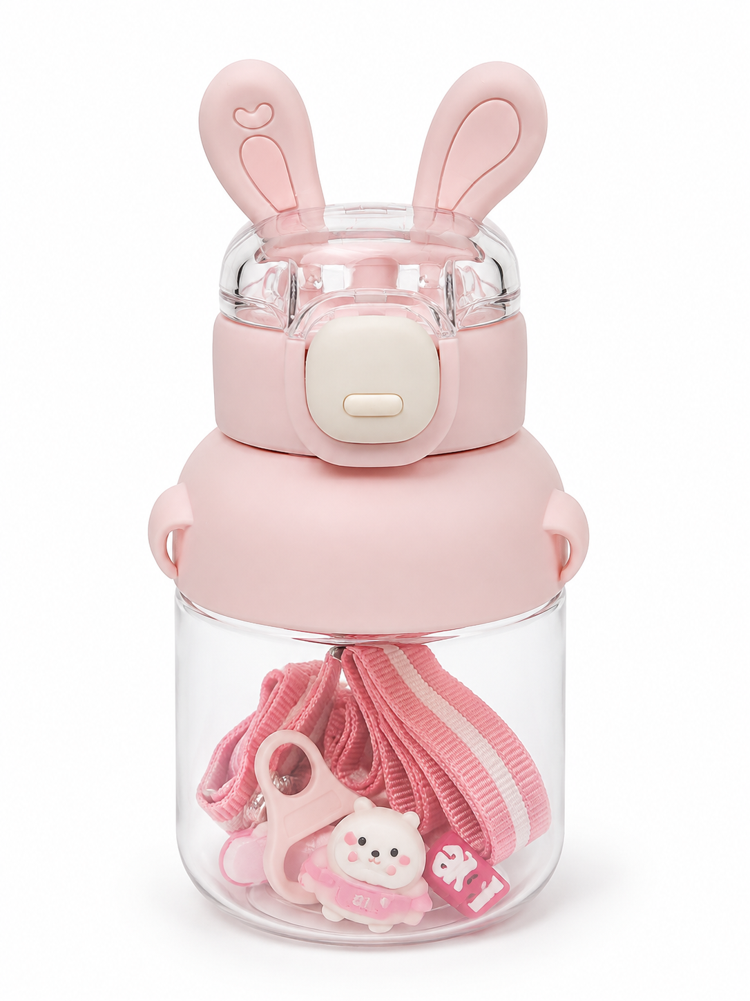 Muggle 750 Ml Pipetli Kapak Bunny Polikarbon Askılı Matara Pm 750 Pembe 